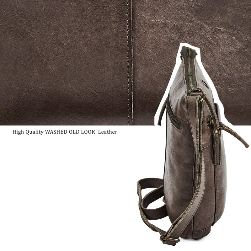 Cochoa Real Leather Purse for Women Crossbody Bag Travel Shoulder Handbag Small Vintage Pocketbook (Taupe Washed Vintage) - Image 4